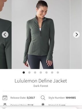 Lululemon Define Jacket - Dark Forest first release size 4 BBL